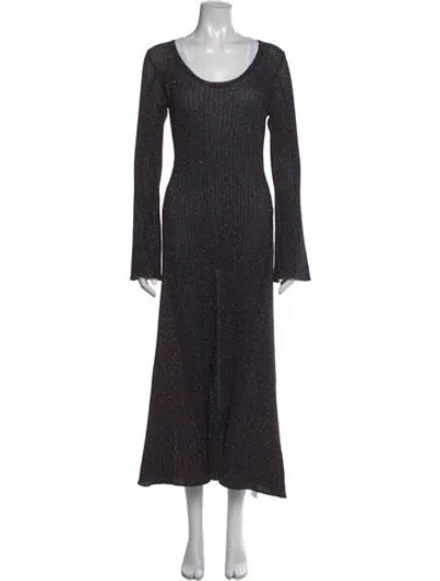 Pre-owned Ganni Printed Long Dress W/ Tags In Blue