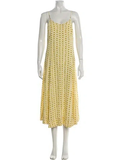 Pre-owned Ganni Printed Long Dress In Yellow