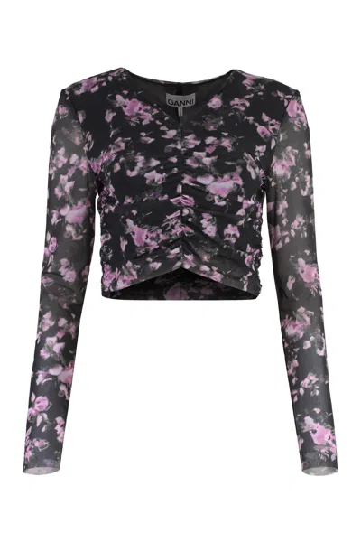 GANNI PRINTED LONG-SLEEVE TOP