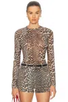 Ganni Printed Long Sleeve Top In Leopard