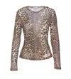 Ganni Knitwear Crewneck Leopard Print Long Sleeves In Multicolour