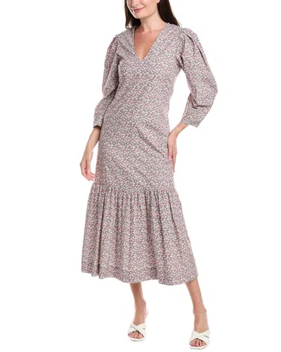 Ganni Printed Maxi Dress In Pink