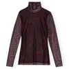 Ganni Printed Mesh Long Sleeve Top In Multi