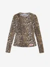 Ganni Leopard Pattern Printed Mesh Long Top In Brown