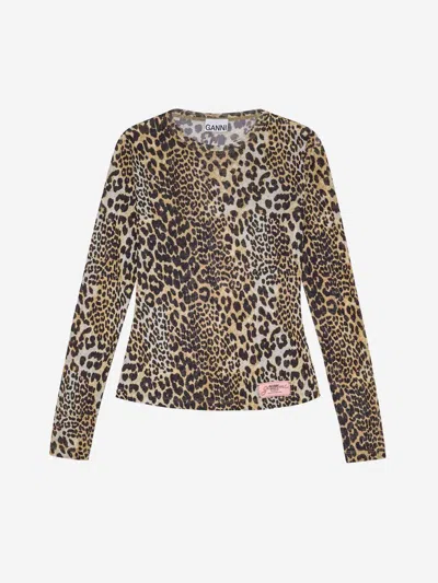 GANNI GANNI PRINTED MESH T-SHIRT
