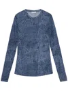 GANNI PRINTED MESH TOP