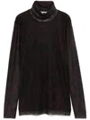 Ganni Printed Mesh Top In Brown
