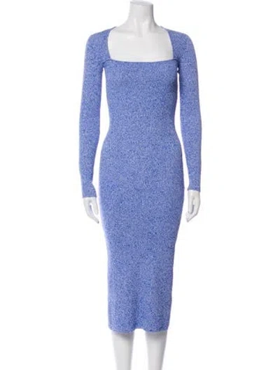 Pre-owned Ganni Printed Midi Length Dress In Blue