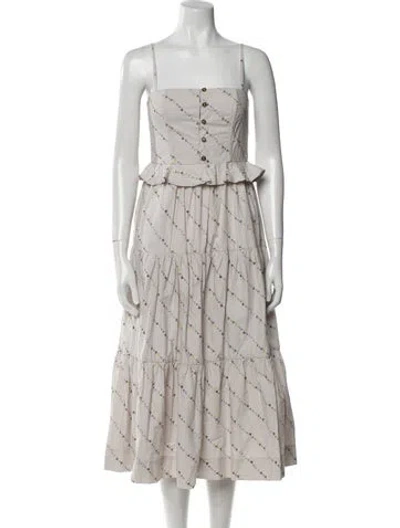 Pre-owned Ganni Printed Midi Length Dress In Blue