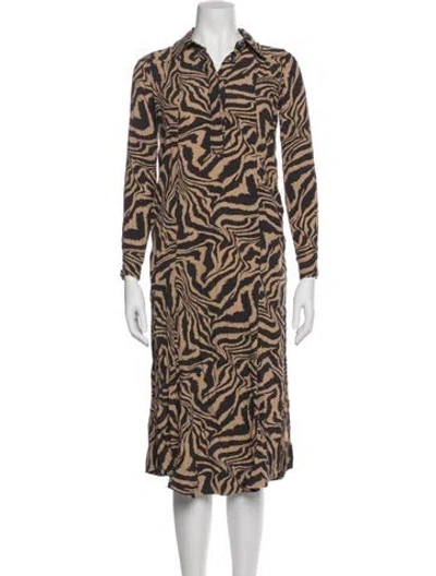 Pre-owned Ganni Printed Midi Length Dress In Multi