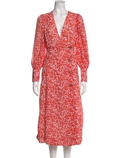Pre-owned Ganni Printed Midi Length Dress In Orange