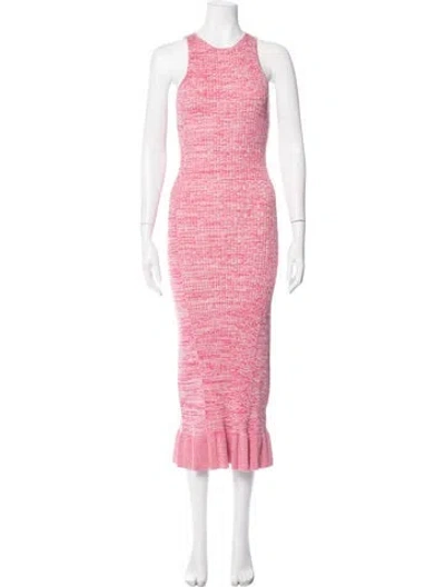 Pre-owned Ganni Printed Midi Length Dress In Pink