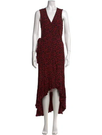 Pre-owned Ganni Printed Midi Length Dress In Red