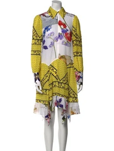 Pre-owned Ganni Printed Midi Length Dress In White