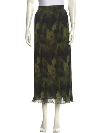Pre-owned Ganni Printed Midi Length Skirt In Green
