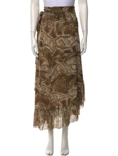 Pre-owned Ganni Printed Midi Length Skirt In Neutral
