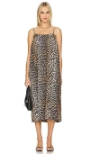 Ganni Brown Printed Midi Dress In Brown