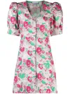Ganni 3d Jacquard Button Down Mini Dress