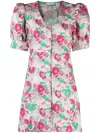 Ganni 3d Jacquard Button Down Mini Dress