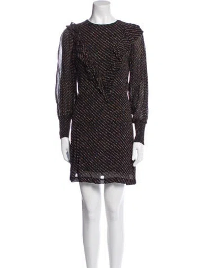 Pre-owned Ganni Printed Mini Dress In Black