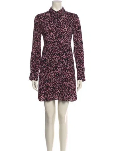 Pre-owned Ganni Printed Mini Dress In Black