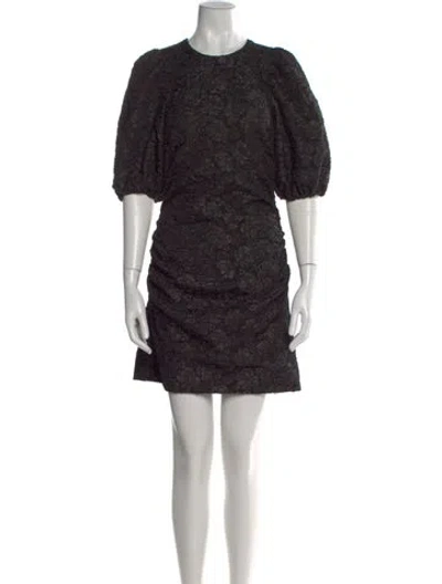 Pre-owned Ganni Printed Mini Dress In Black