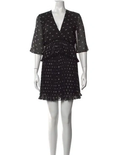 Pre-owned Ganni Printed Mini Dress In Black