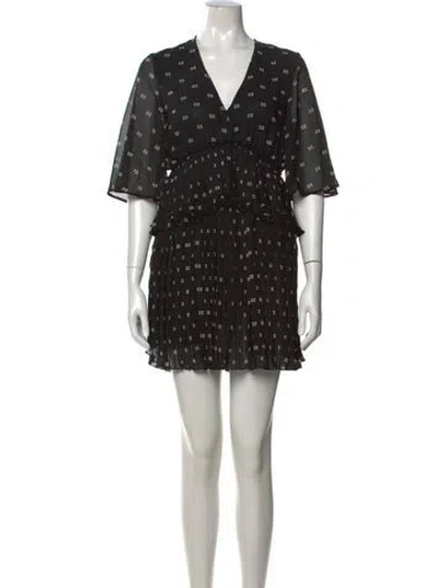 Pre-owned Ganni Printed Mini Dress In Black