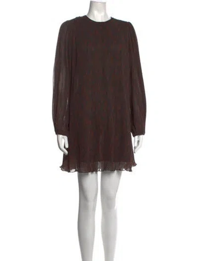 Pre-owned Ganni Printed Mini Dress In Black/brown