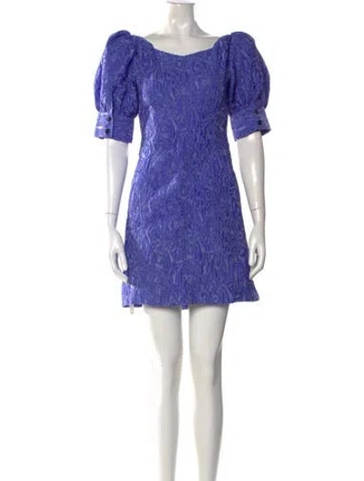 Pre-owned Ganni Printed Mini Dress In Blue