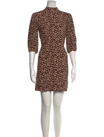 Pre-owned Ganni Printed Mini Dress In Brown