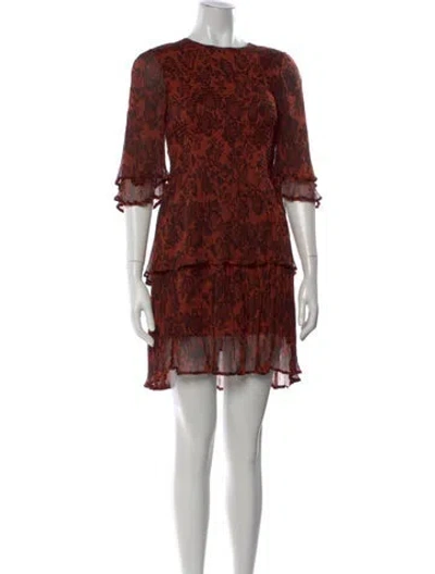 Pre-owned Ganni Printed Mini Dress In Brown