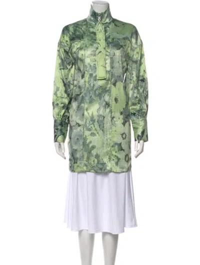 Pre-owned Ganni Printed Mini Dress In Green