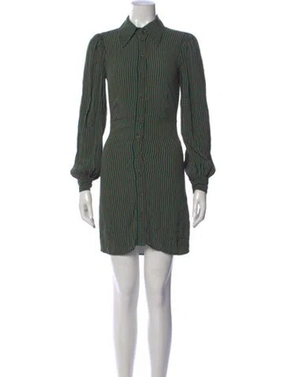 Pre-owned Ganni Printed Mini Dress In Green