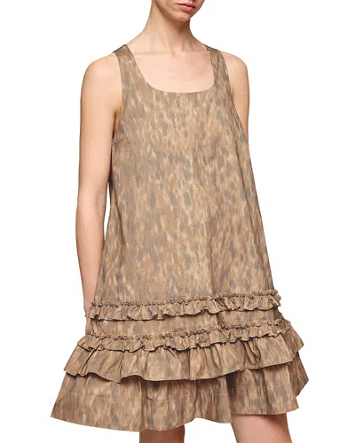 Ganni Printed Stretch-cotton Mini Shift Dress In Multi