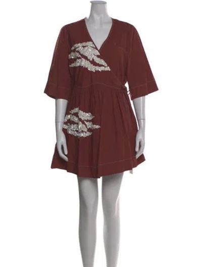 Pre-owned Ganni Printed Mini Dress In Multi