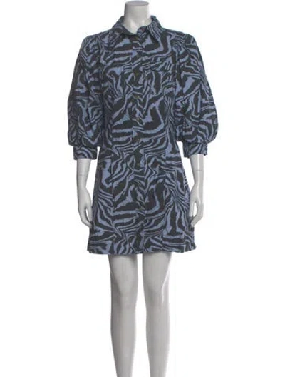 Pre-owned Ganni Printed Mini Dress In Multi