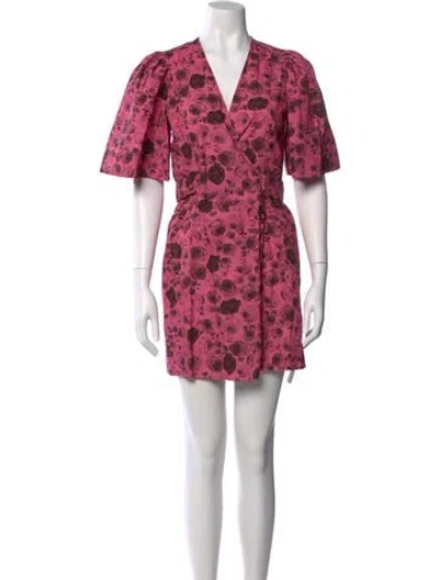 Pre-owned Ganni Printed Mini Dress In Pink