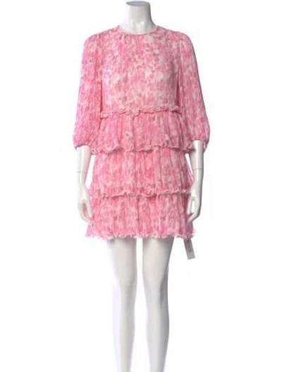 Pre-owned Ganni Printed Mini Dress In Pink
