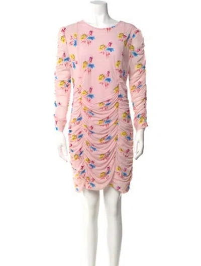 Pre-owned Ganni Printed Mini Dress In Pink