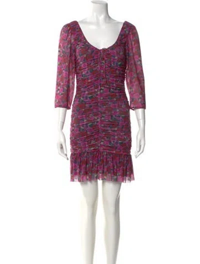 Pre-owned Ganni Printed Mini Dress In Purple