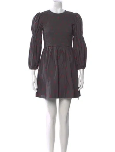 Pre-owned Ganni Printed Mini Dress In Red