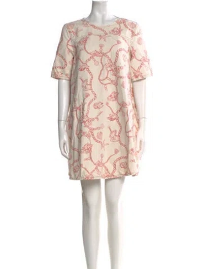 Pre-owned Ganni Printed Mini Dress W/ Tags In Neutral