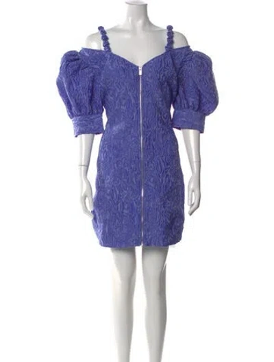 Pre-owned Ganni Printed Mini Dress W/ Tags In Purple