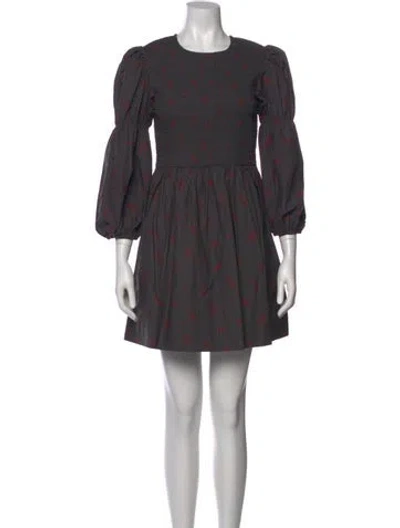 Pre-owned Ganni Printed Mini Dress W/ Tags In Red