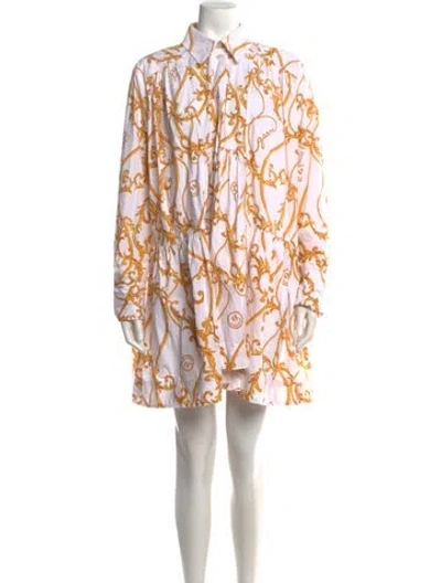 Pre-owned Ganni Printed Mini Dress W/ Tags In White
