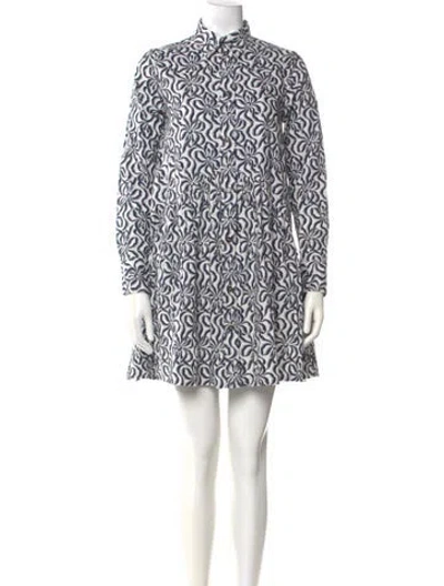Pre-owned Ganni Printed Mini Dress In White