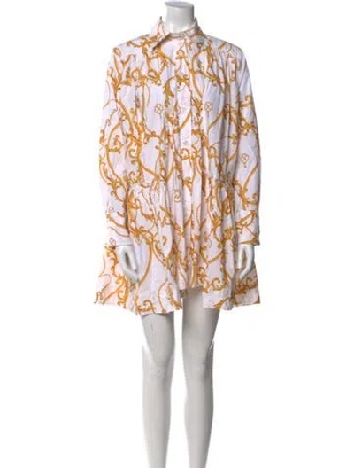 Pre-owned Ganni Printed Mini Dress In White