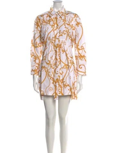 Pre-owned Ganni Printed Mini Dress In White