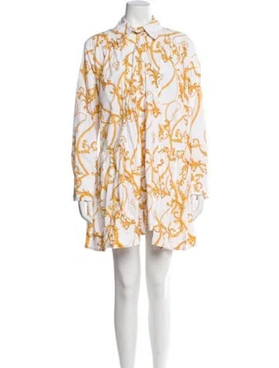 Pre-owned Ganni Printed Mini Dress In White